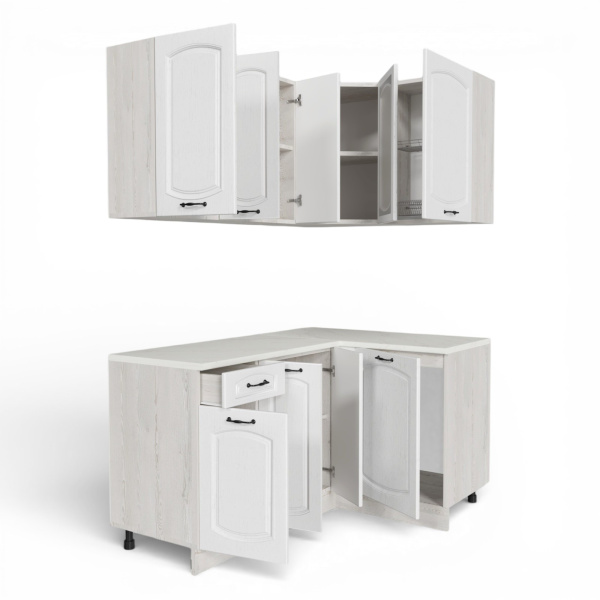 Кухонный гарнитур Равенна Сосна лофт / Дуб светлый (столеш Луанда+сушка+планка) 1,5м