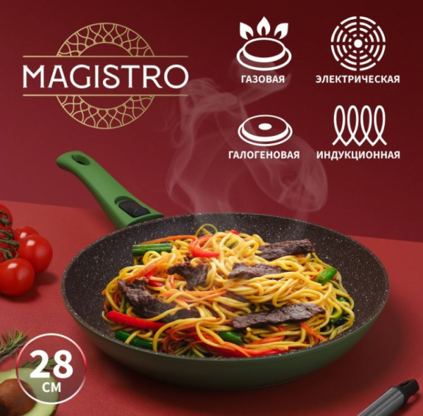 Сковорода кованая Avocado 28 см, съемная ручка, индукция  