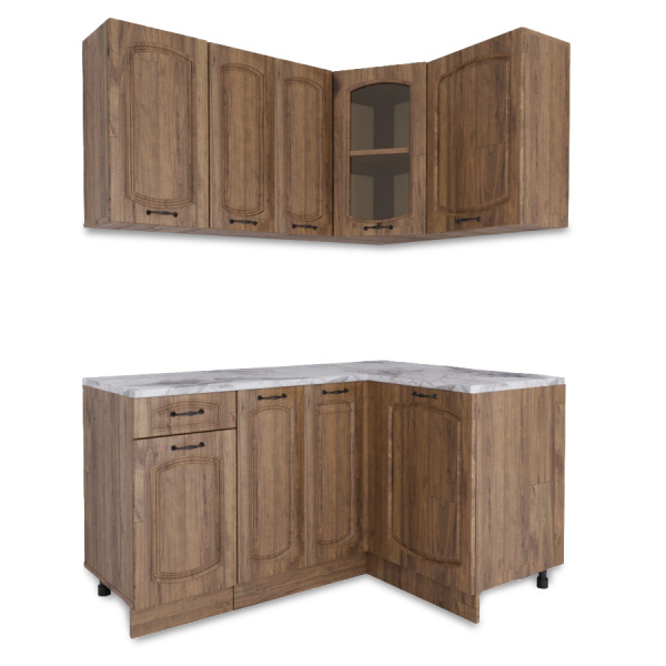 Угловая кухня РАВЕННА Дуб крафт / Орех антик 1,5м