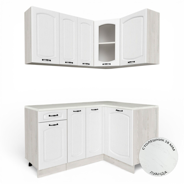 Кухонный гарнитур Равенна Сосна лофт / Дуб светлый (столеш Луанда+сушка+планка) 1,5м