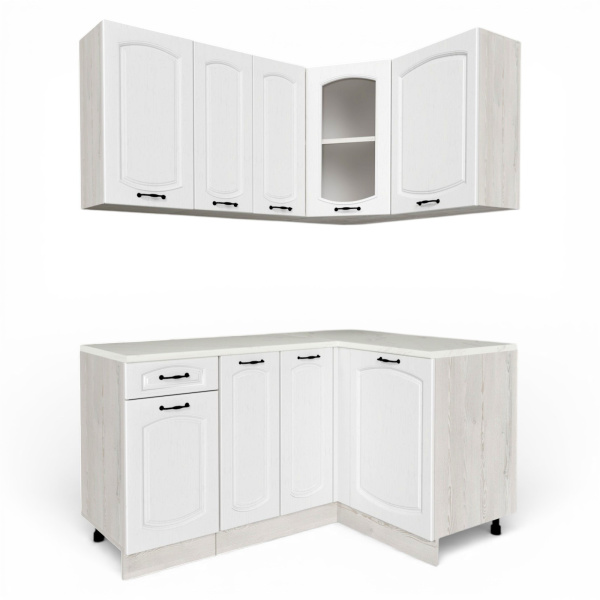 Кухонный гарнитур Равенна Сосна лофт / Дуб светлый (столеш Луанда+сушка+планка) 1,5м