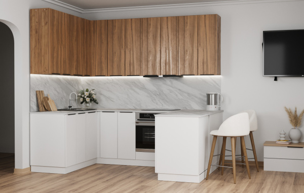 КАТАНИЯ  Шкаф настенный угловой 90град. Дуб крафт табачный/Орех Антик