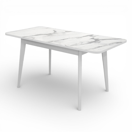 Стол Бриз-2 1100(390)*740 Пластик, 005 Венато (Мрамор белый), подстолье дерево,эмаль белая