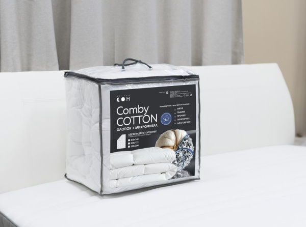Одеяло стеганое двухстороннее"Comby Cotton" 205*172 Белый ОСХ_СС-12612у
