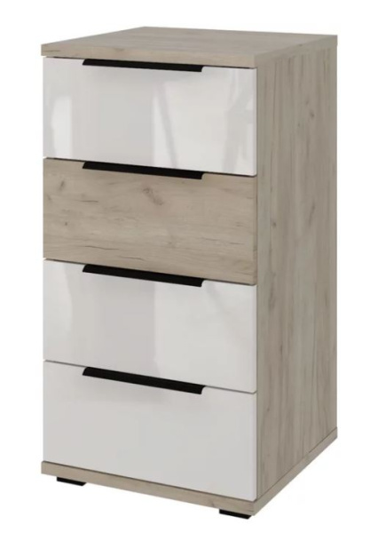 Альянс 435,10 Комод 4 ящика(44,4*84*43,3) Дуб крафт/Белый глянец