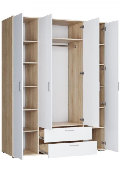 Шкаф ШР-4 с ящиками  Лайт белый/корпус дуб сонома