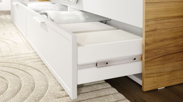 Стелла Кровать с ящ (800) Белый холст/Белый жемчуг/Яблоня Беллуно