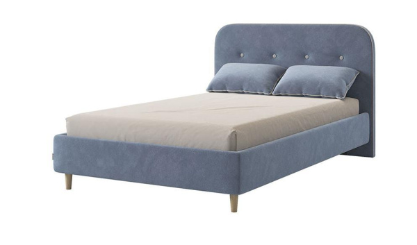 Кровать с основанием Лео 120х200см топаз/галька/велюр