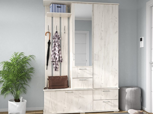 Прихожая ПР-3 (1430*400*2070) Дуб крафт белый